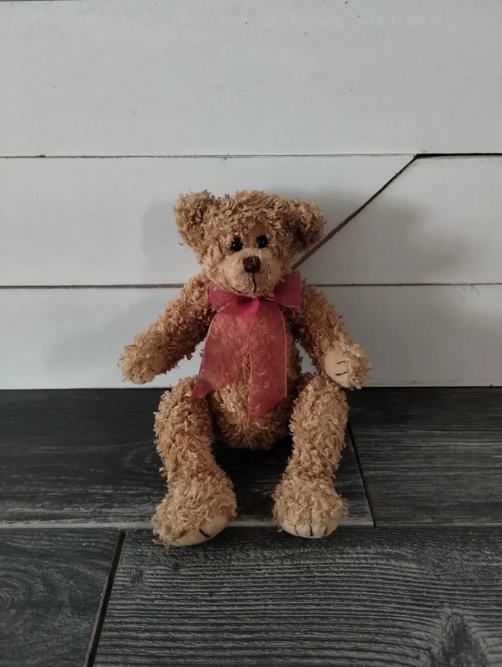Ty Vintage Beanie Baby Bear Brown with Red Bow 1993 Realistic Retired